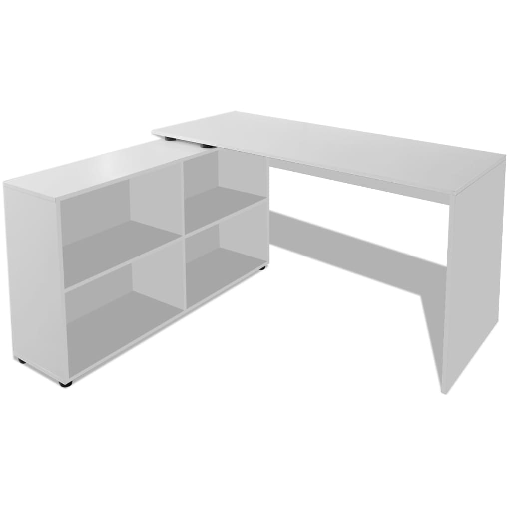 vidaXL escritorio de esquina 4 estantes blanco