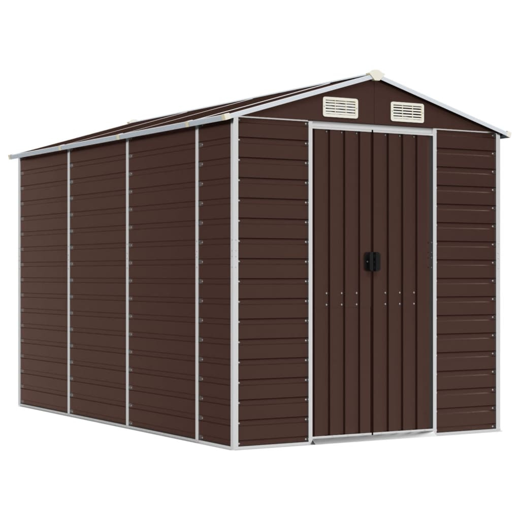 vidaXL caseta de jardín marrón 191x300x198 cm acero galvanizado