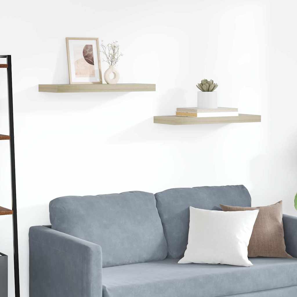 Estantes flotantes de pared 2 uds mdf roble 60x23,5x3,8 cm