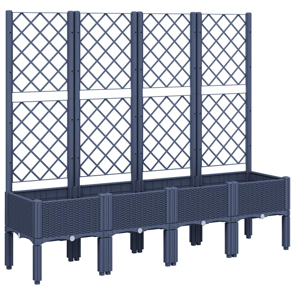 vidaXL jardinera con enrejado pp azul gris 160x40x142 cm