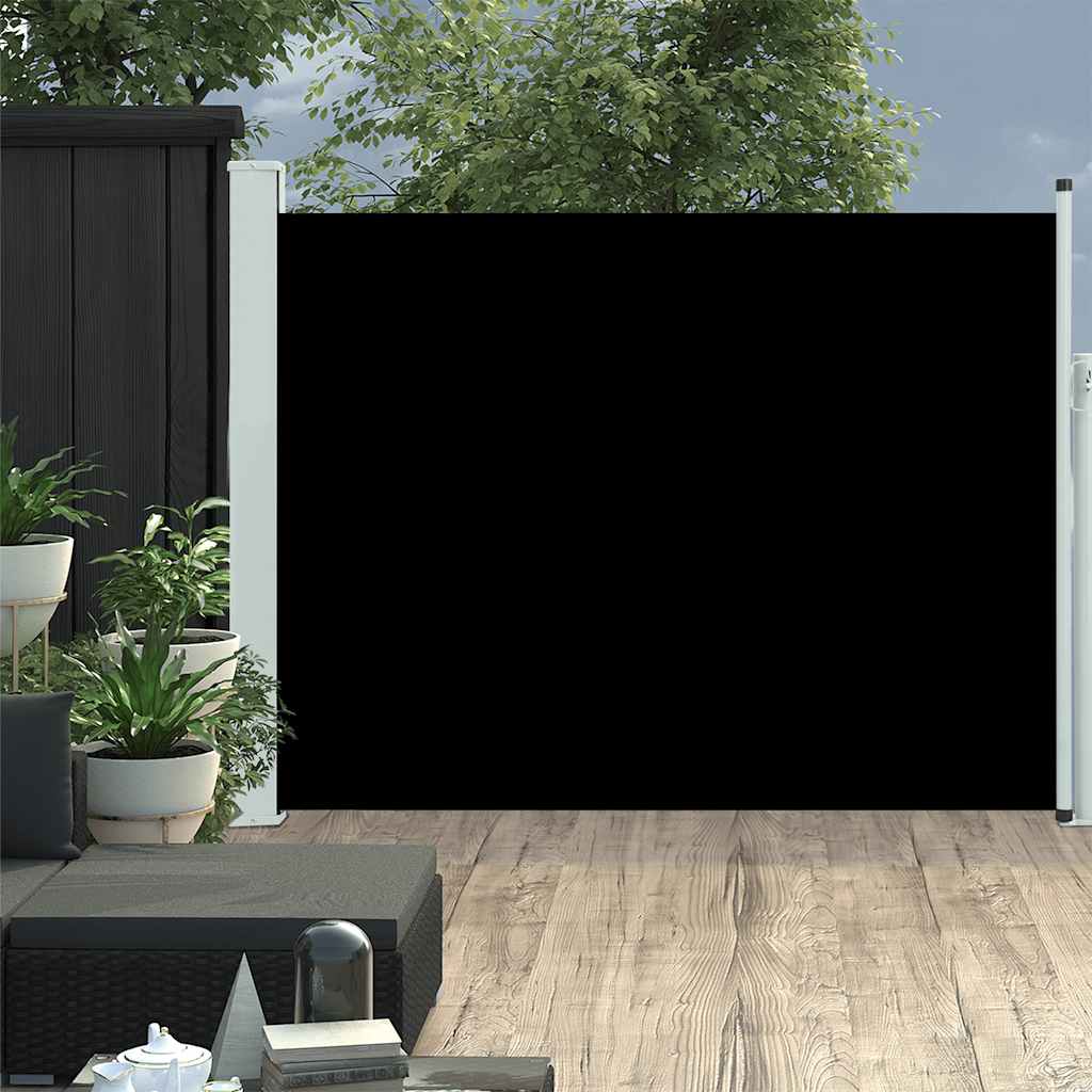 Toldo lateral retráctil de jardín negro 140x500 cm ety5146128