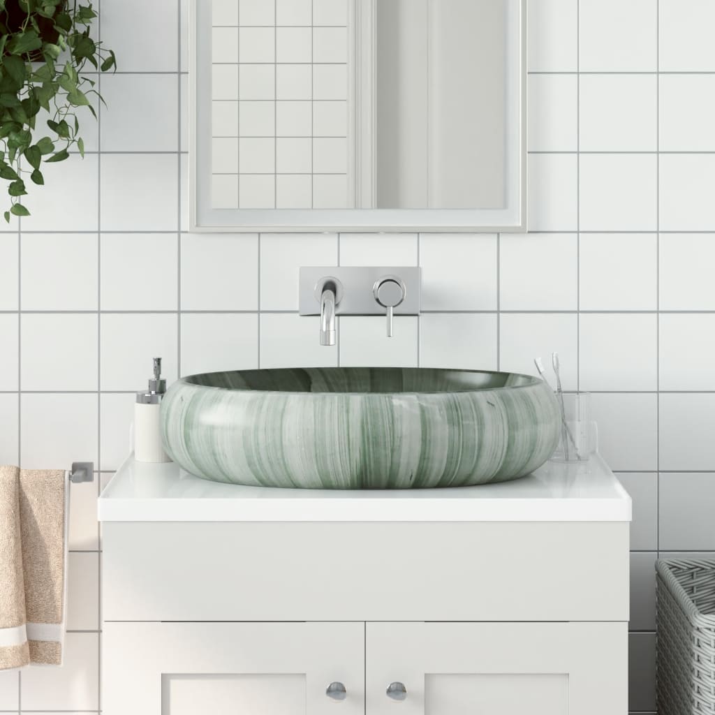Lavabo sobre encimera ovalado cerámica verde 59x40x15 cm