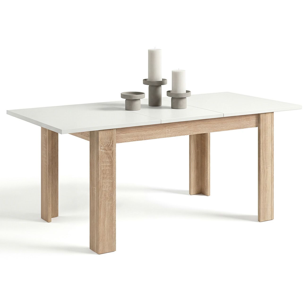 Mesa de comedor extensible 140-190x90 cm sira roble - blanco
