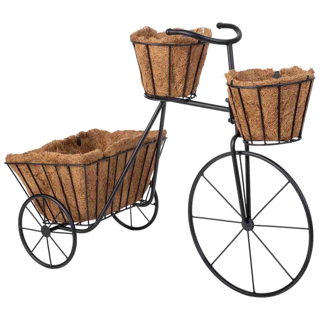 Soporte macetero bicicleta negro, 65x28x47h cm