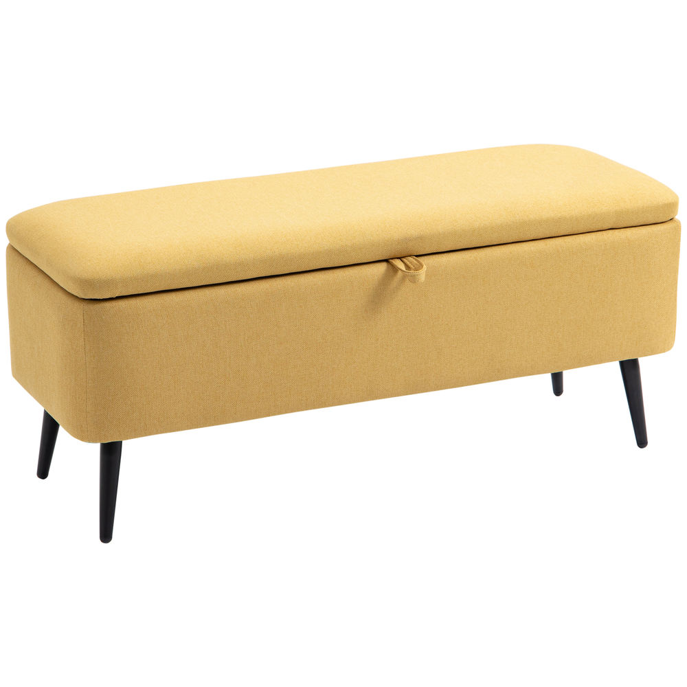 Banco de almacenaje 102x40x39.5 cm poliéster, espuma, acero color amarillo