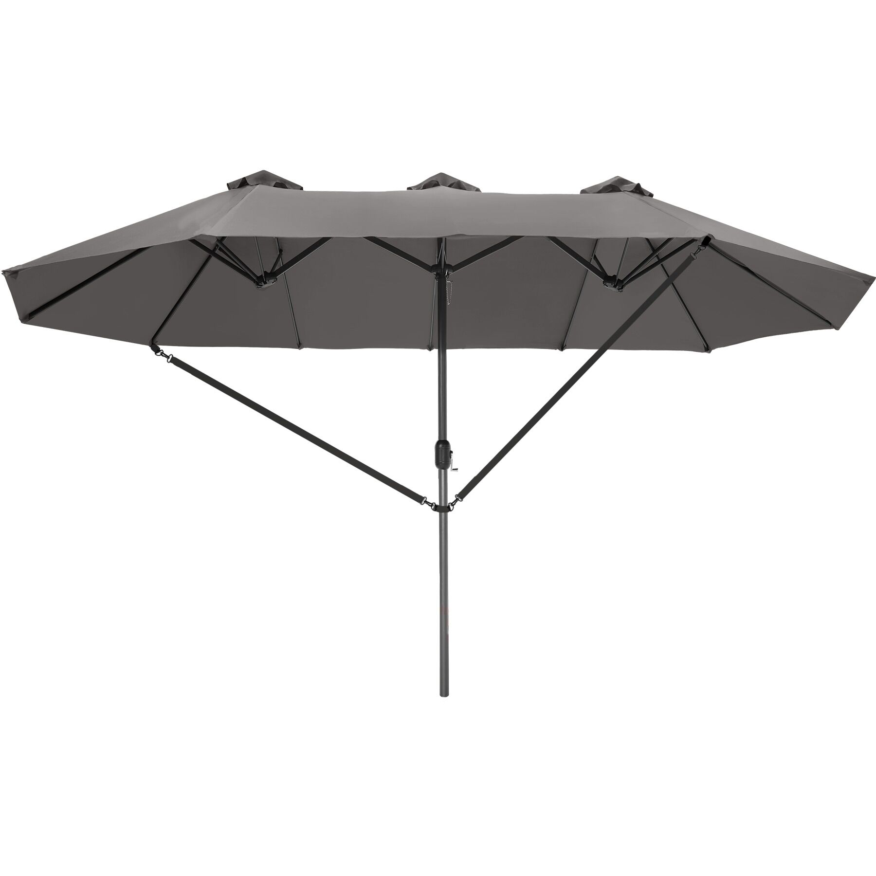 Sombrilla 460 x 270 cm protección uv 50+ 3 cortavientos y funda gris