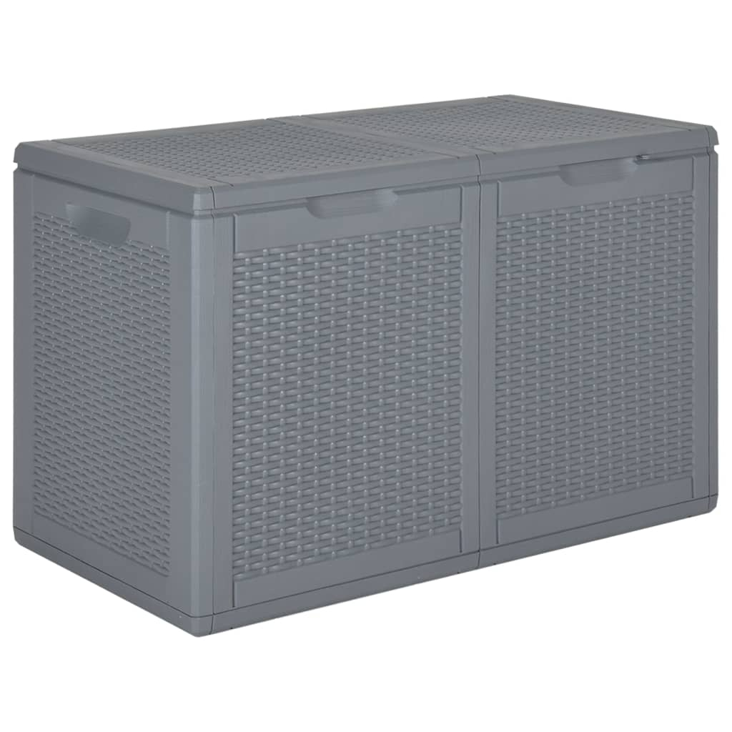 vidaXL caja de almacenaje para jardín pp aspecto de ratán gris 180 l