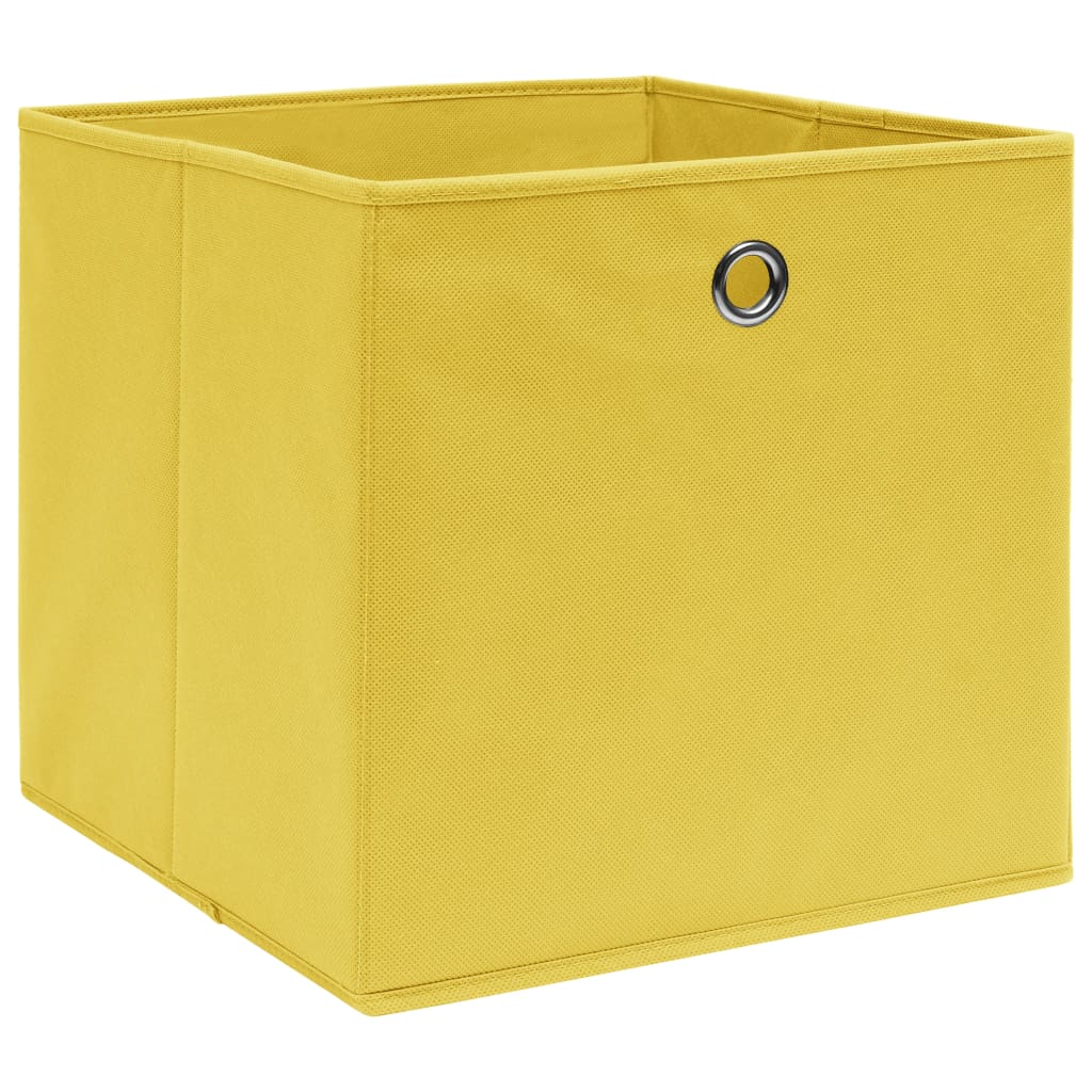 vidaXL cajas de almacenaje 10 uds tela no tejida amarillo 28x28x28 cm