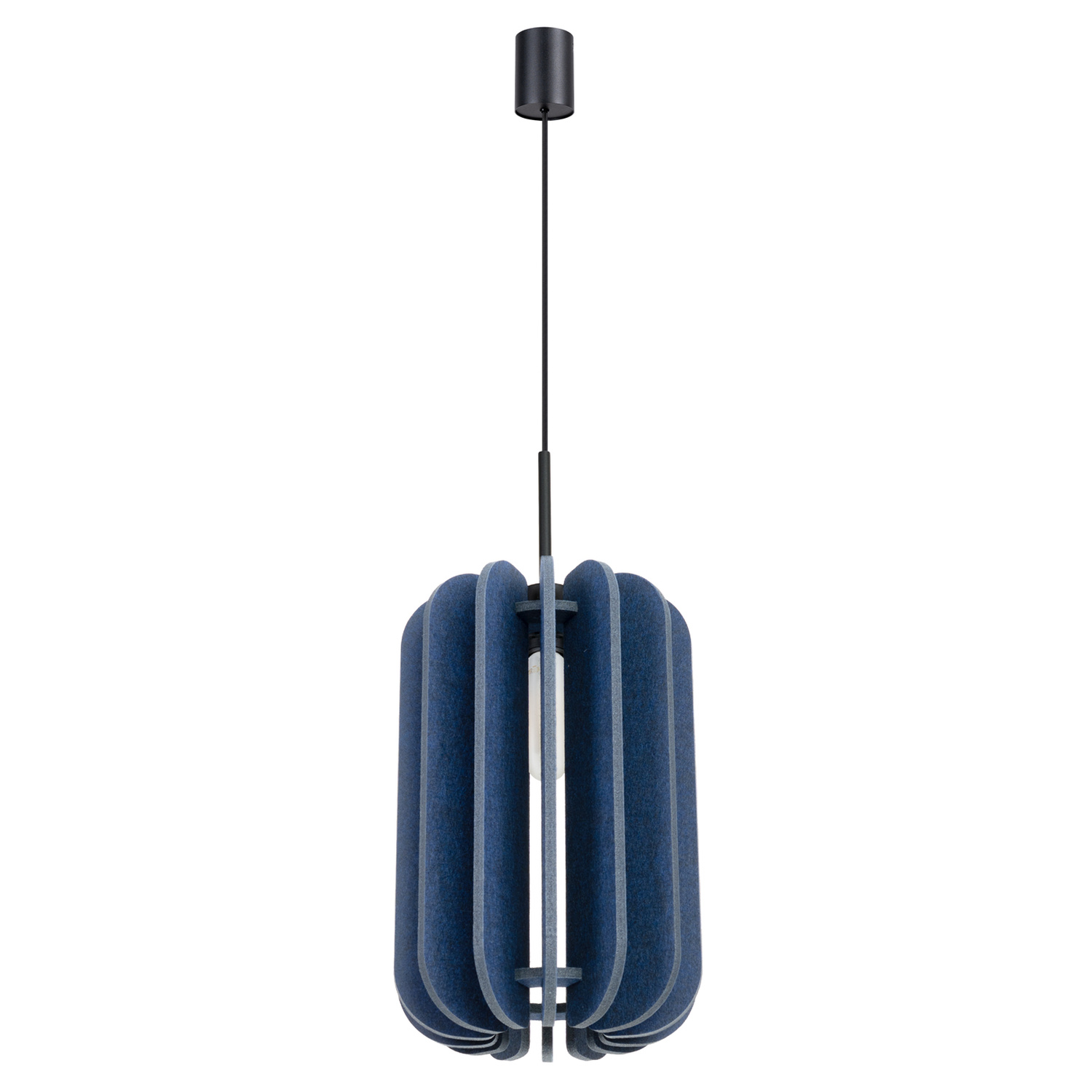 Lámpara colgante mula 1 azul marino/negro fieltro/acero 27x165x27cm