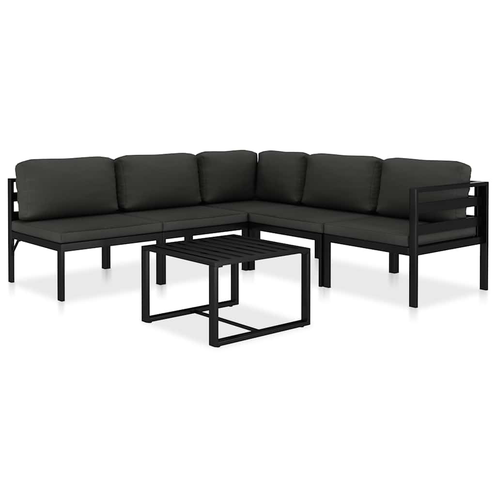 vidaXL set muebles de jardín 6 pzas y cojines aluminio gris antracita
