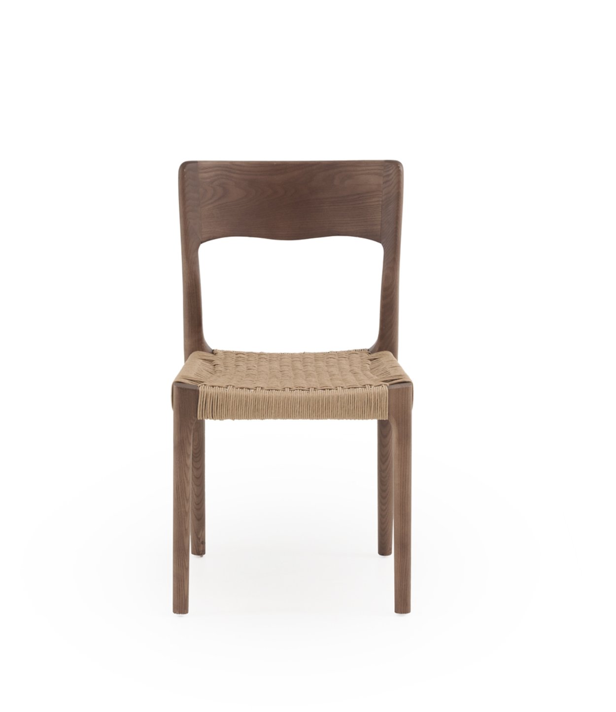 Set de 4 sillas madera de fresno nogal con asiento trenzado mar, 46x47x81cm
