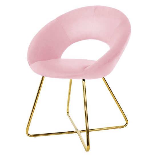 Silla de comedor de terciopelo rosa diseño ergonómico