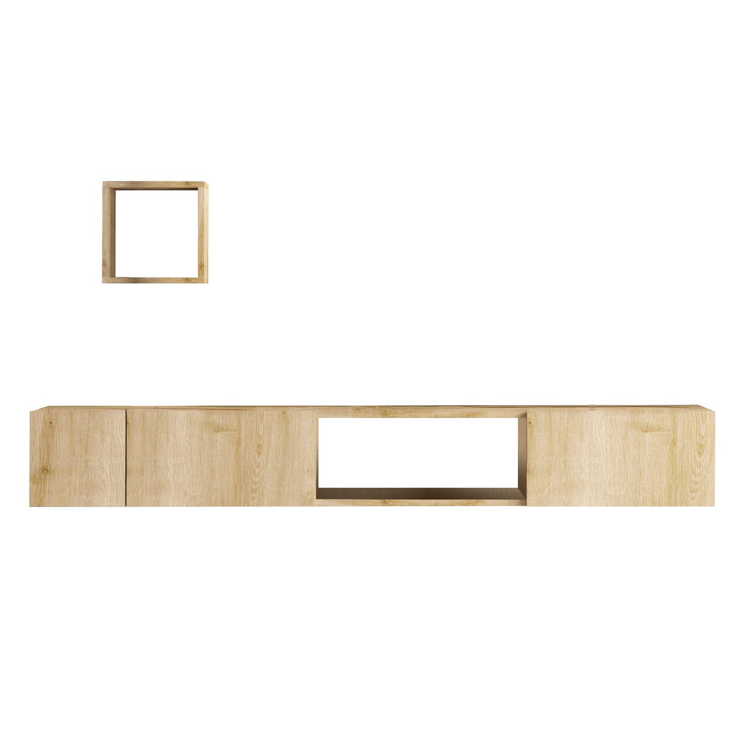 Mueble para la tele con estantería de pared de madera <<avior>> - 180 x 32