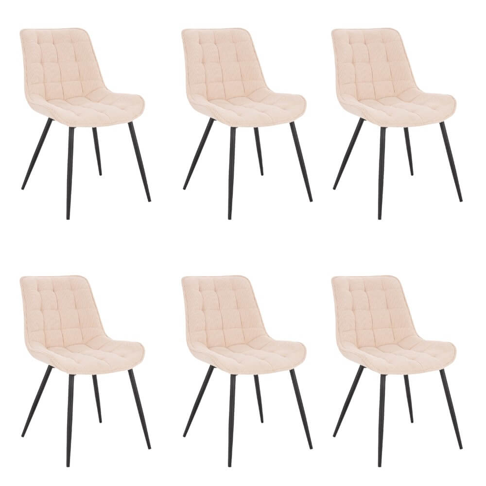 Cord comedor silla tapizada ikalo - set de 6 crema