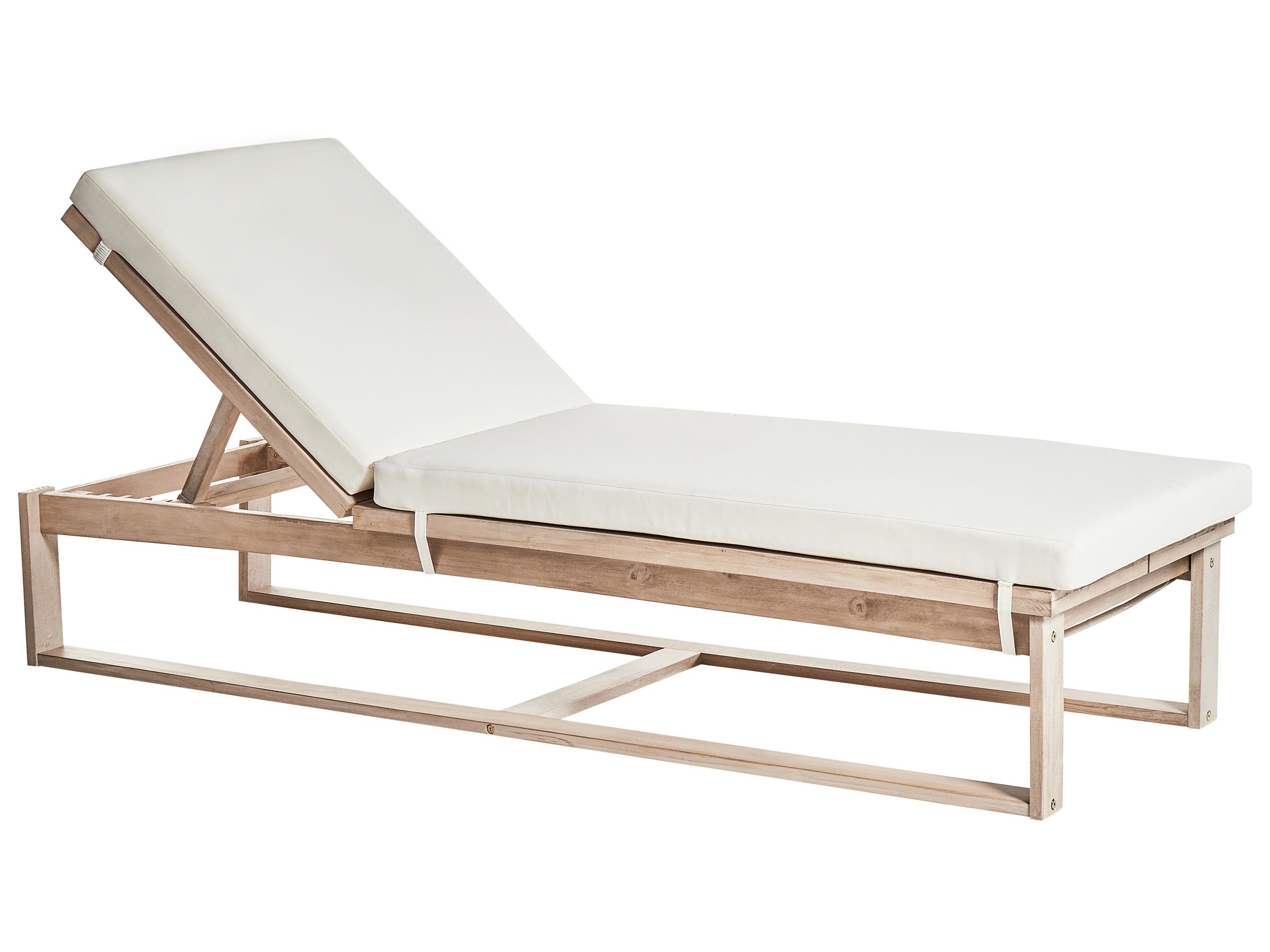 Tumbona con cojín azzanello madera de acacia blanco crema