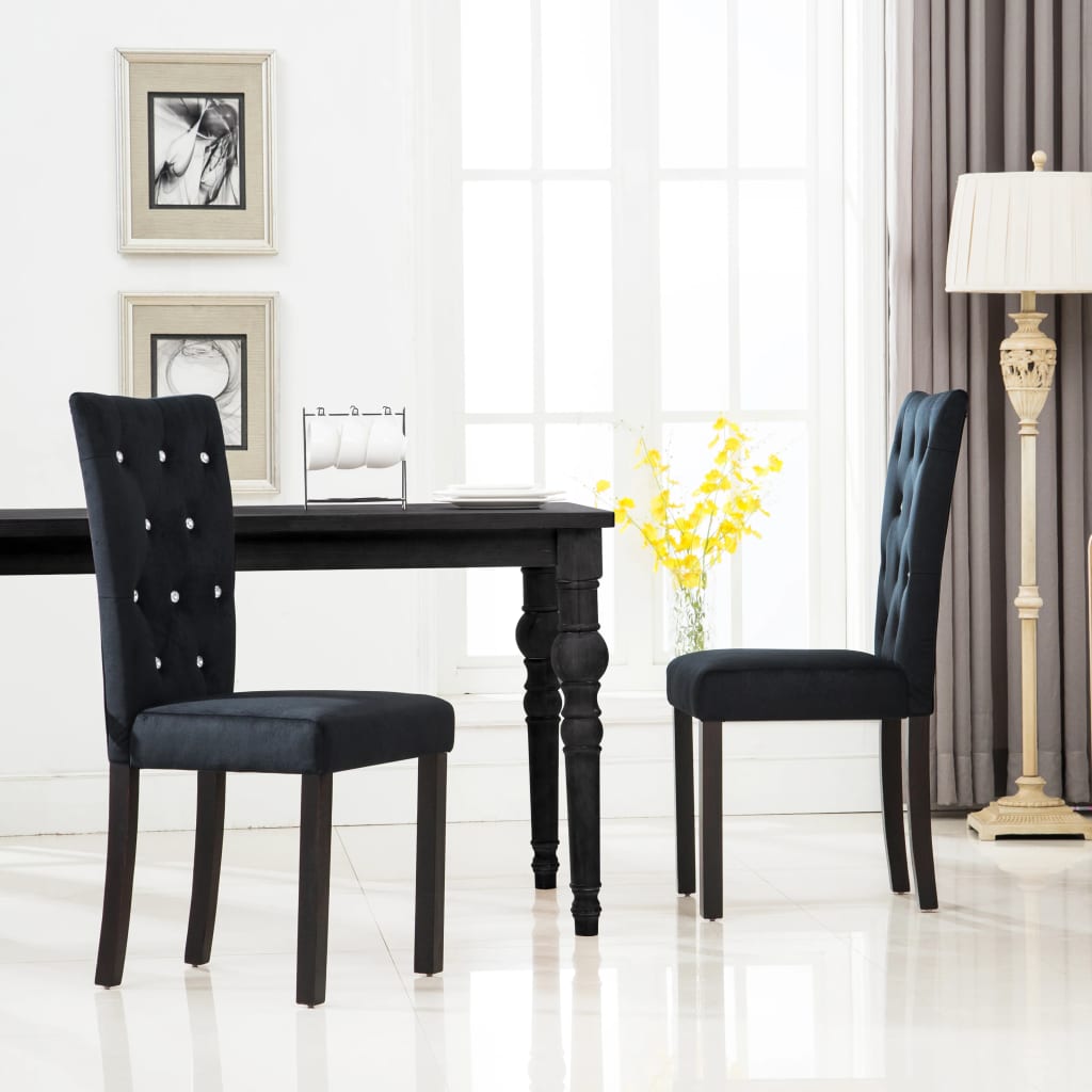 Sillas de comedor 2 unidades terciopelo negro qweo3857