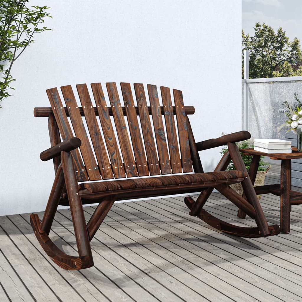 Banco mecedora de jardín de 2 plazas madera abeto 123x96x102 cm joy556104