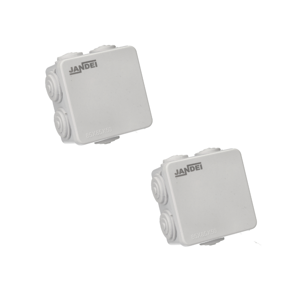 Pack x2 caja de superficie. Cuadrada 85x50x50mm ip54, 7 entradas.
