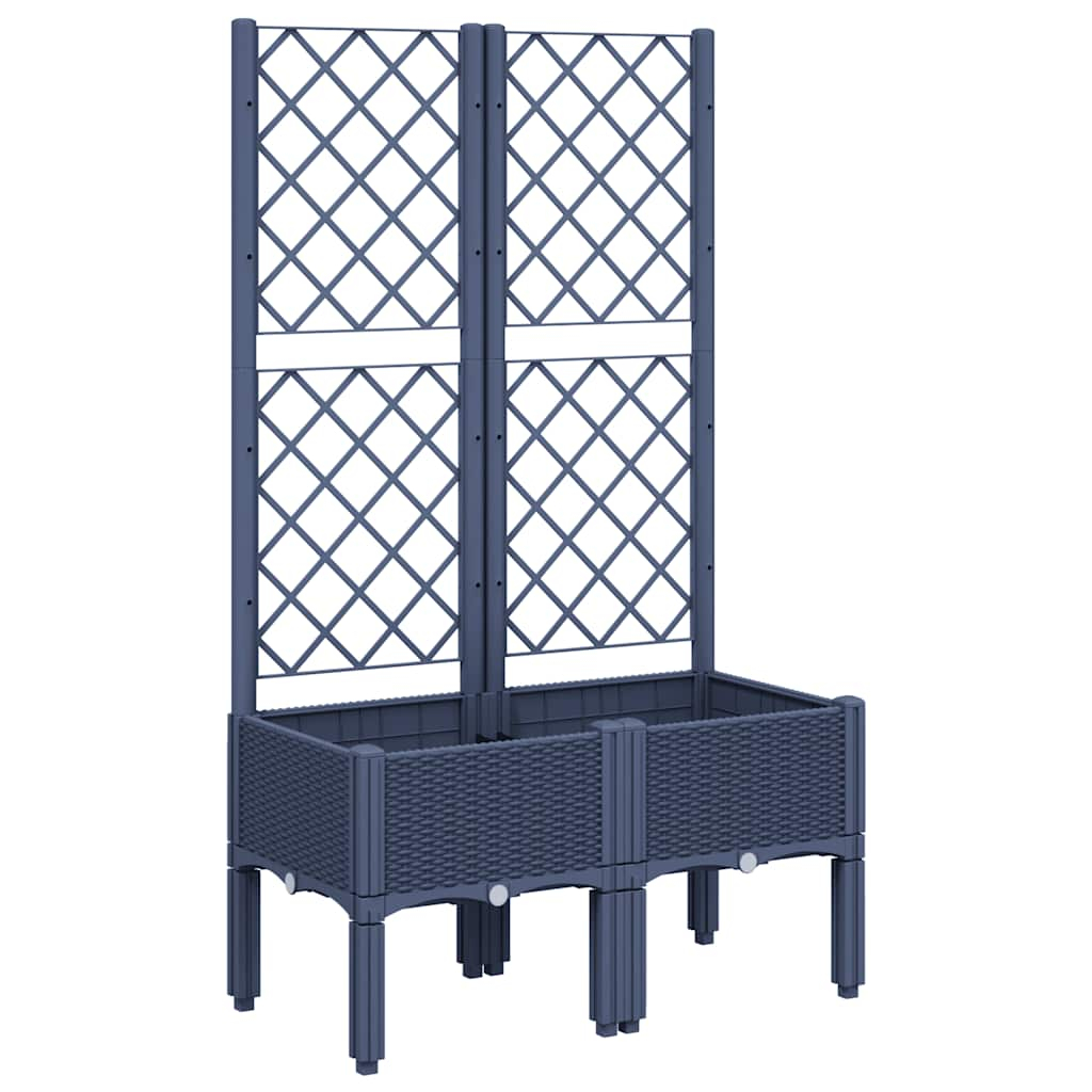 vidaXL jardinera con enrejado pp azul gris 80x40x142 cm