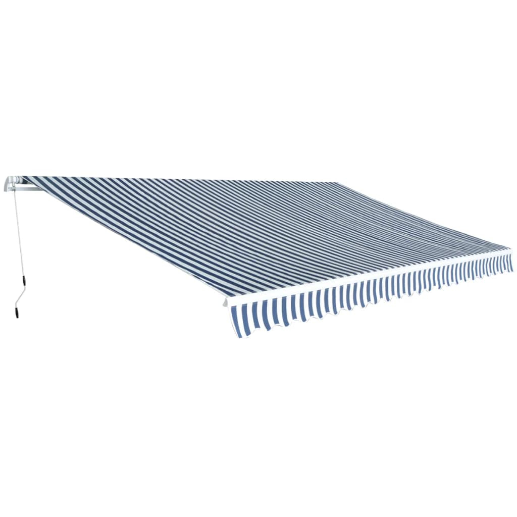 vidaXL toldo plegable de operación manual 500 cm azul y blanco