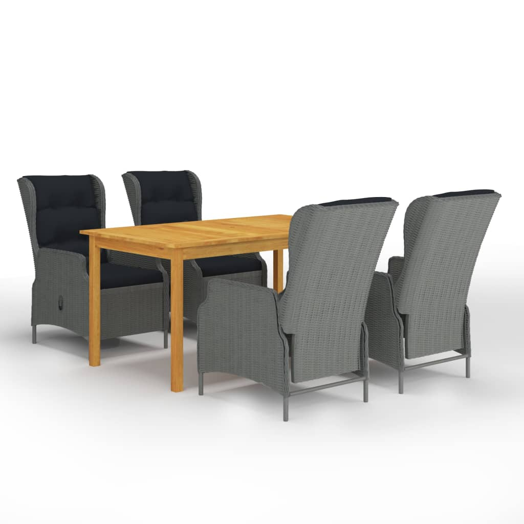 vidaXL juego de comedor para jardín de 5 piezas gris claro