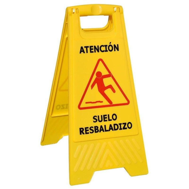 Cartel atencion suelo mojado 64x30 cm.