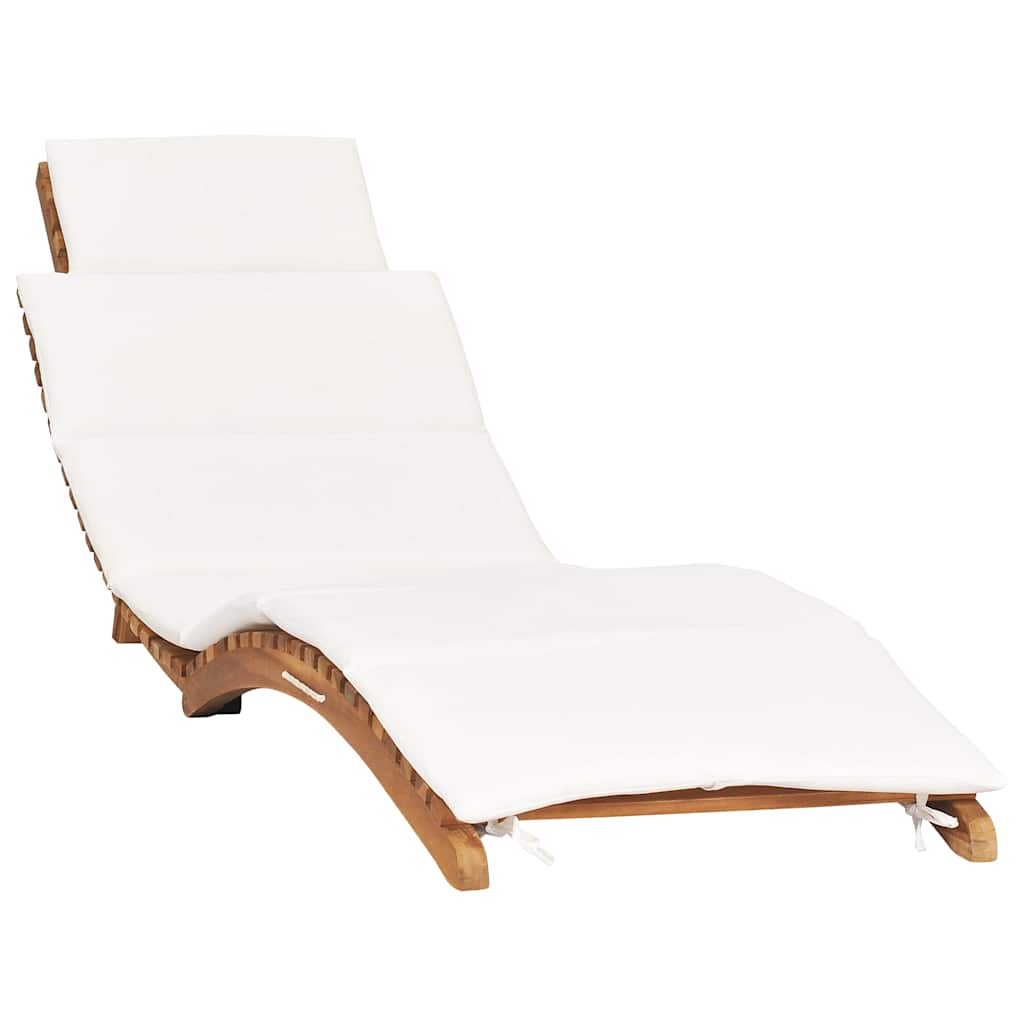 vidaXL tumbona plegable con cojín blanco crema madera maciza de teca