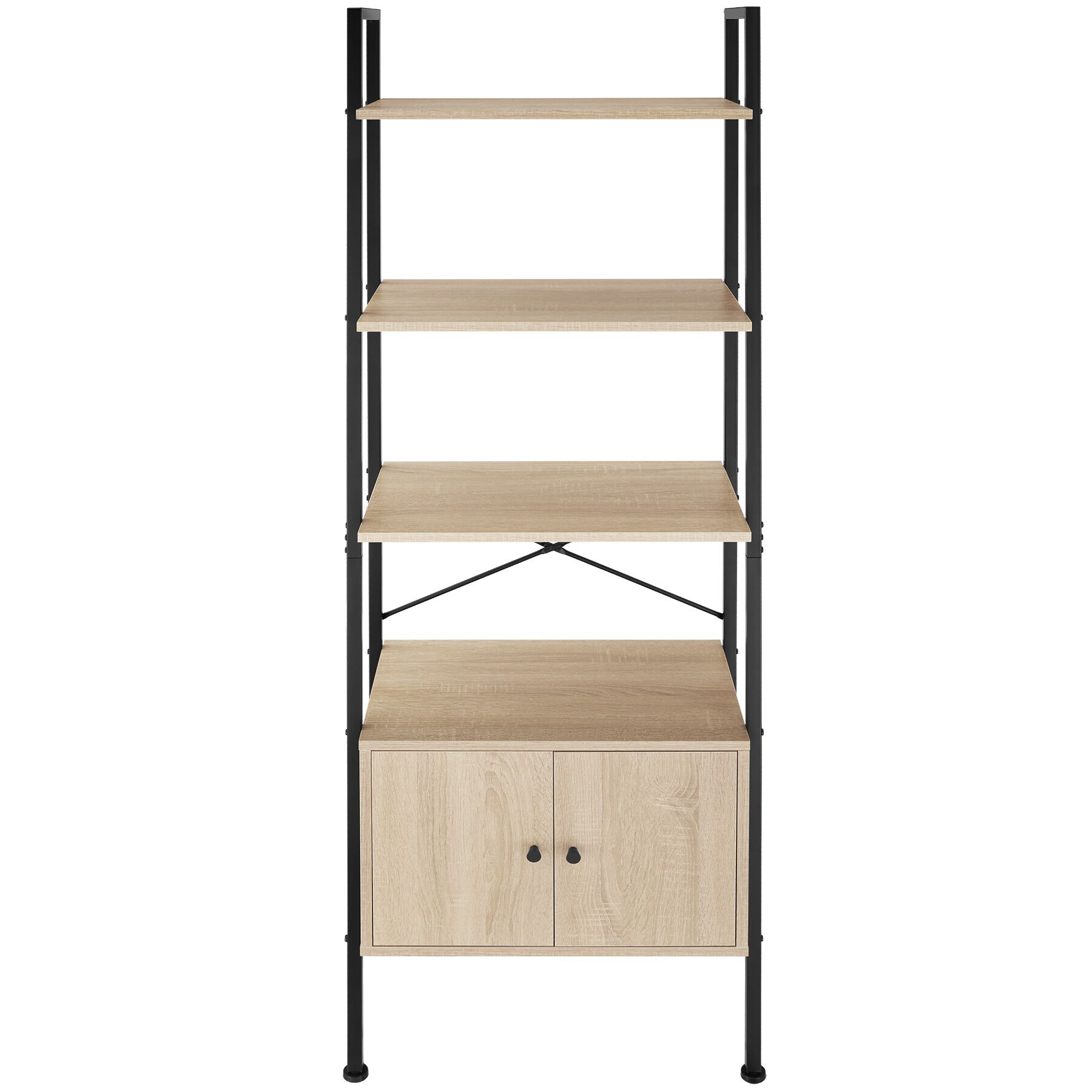 Estantería industrial 4 baldas 2 armarios 57,5x34x173 cm madera clara