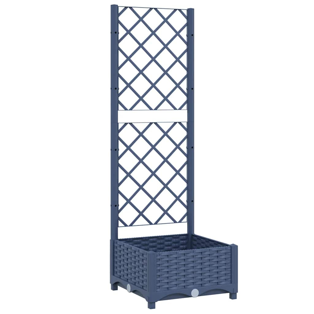 vidaXL jardinera de jardín con enrejado azul grisáceo 40x40x121,5 cm pp