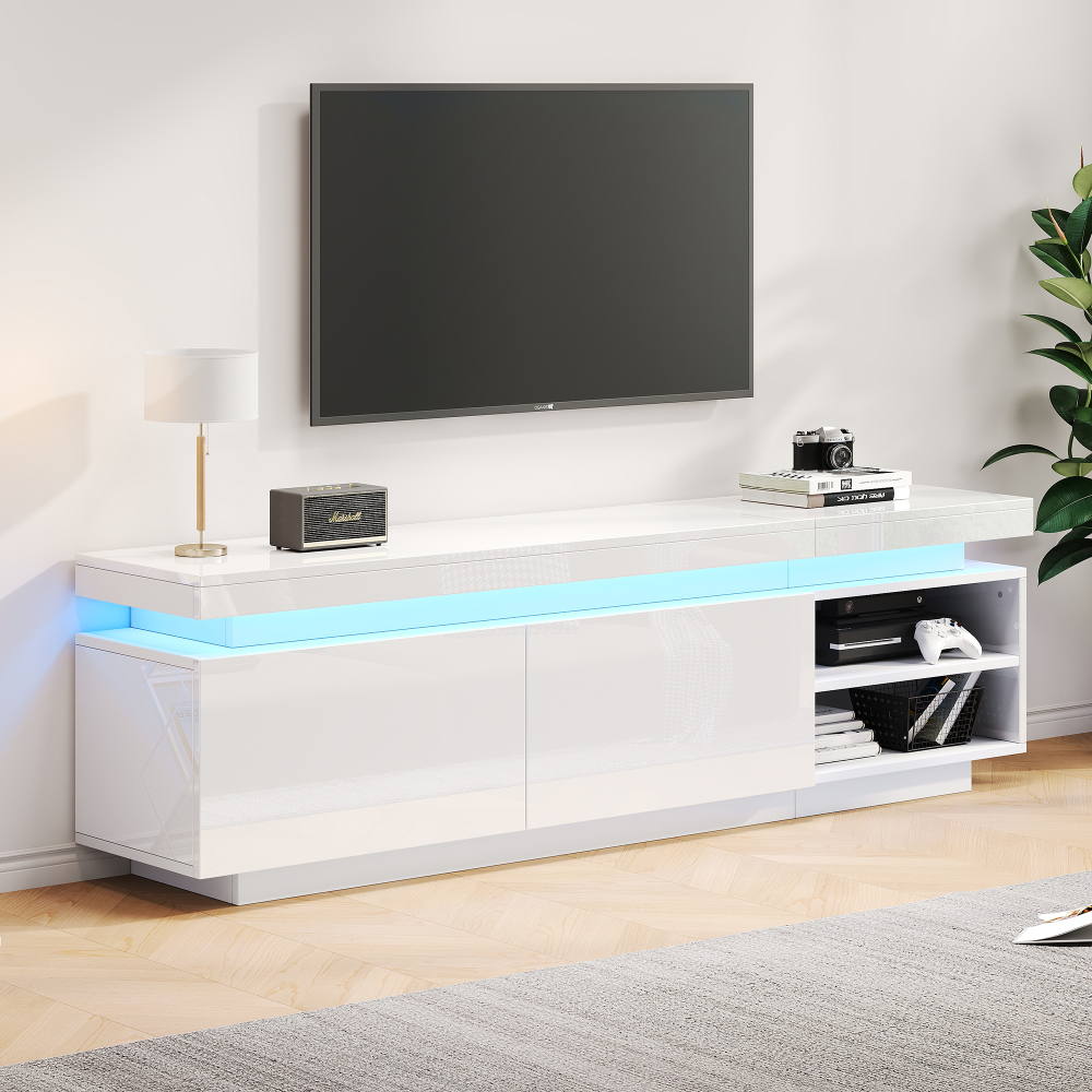Mueble de tv con LED y 2 puertas blanco 50x170x35cm