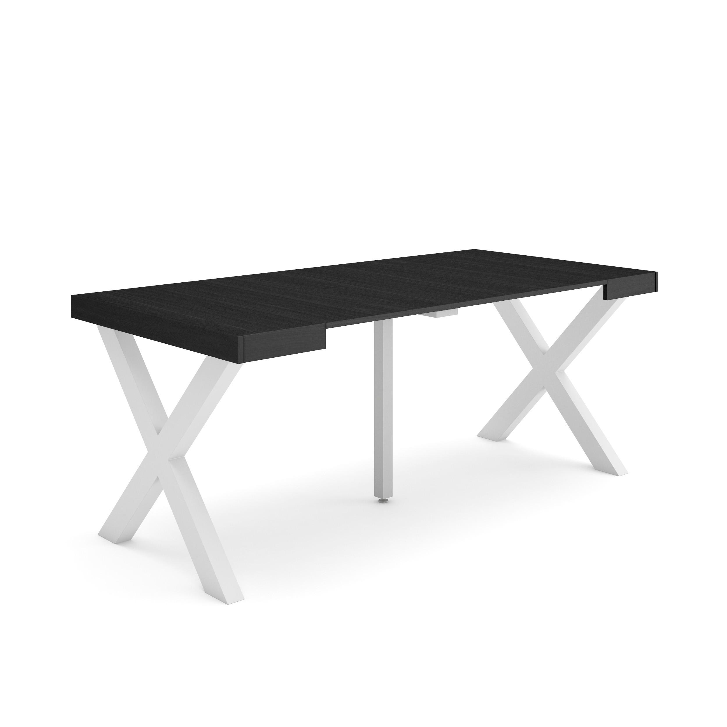 Mesa consola extensible, 180x90x73cm, negro, patas madera maciza rf2767