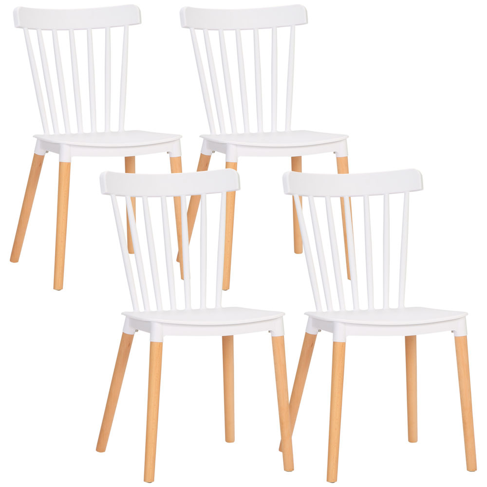 Sillas de comedor 43x52.5x83 cm pp, madera de haya color blanco Homcom