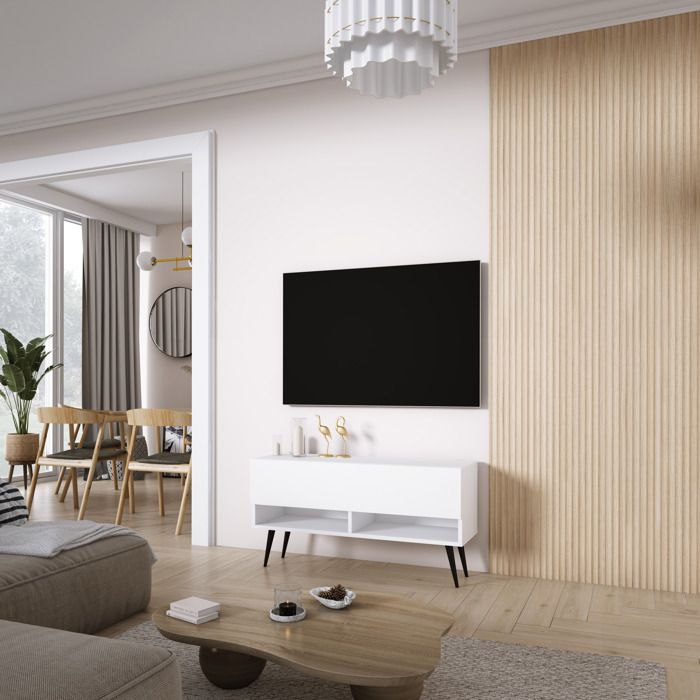 Mueble tv - blanco mate 100 cm