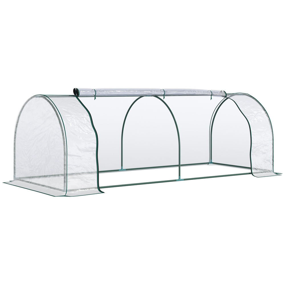 Invernadero caseta 250x100x80 cm acero, PVC transparente Outsunny