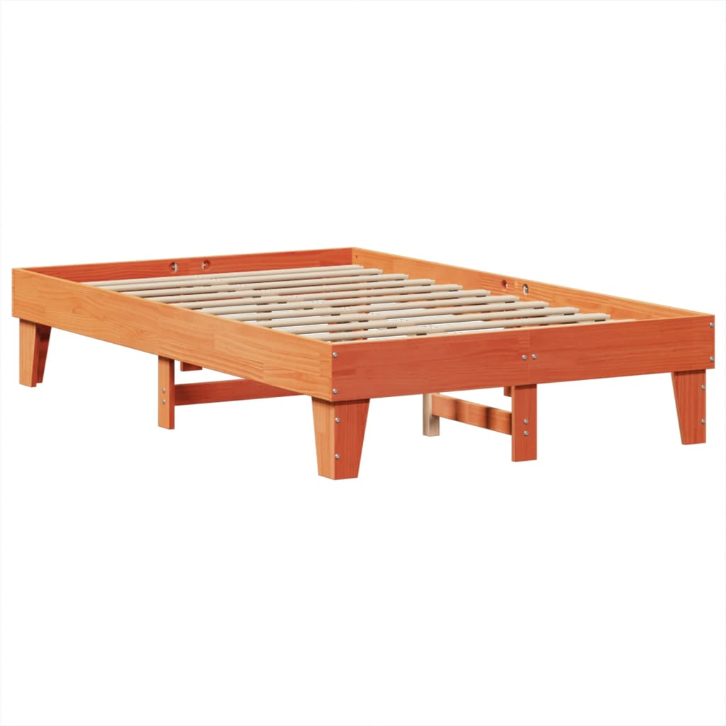 vidaXL estructura de cama sin colchón madera maciza marrón 135x190 cm
