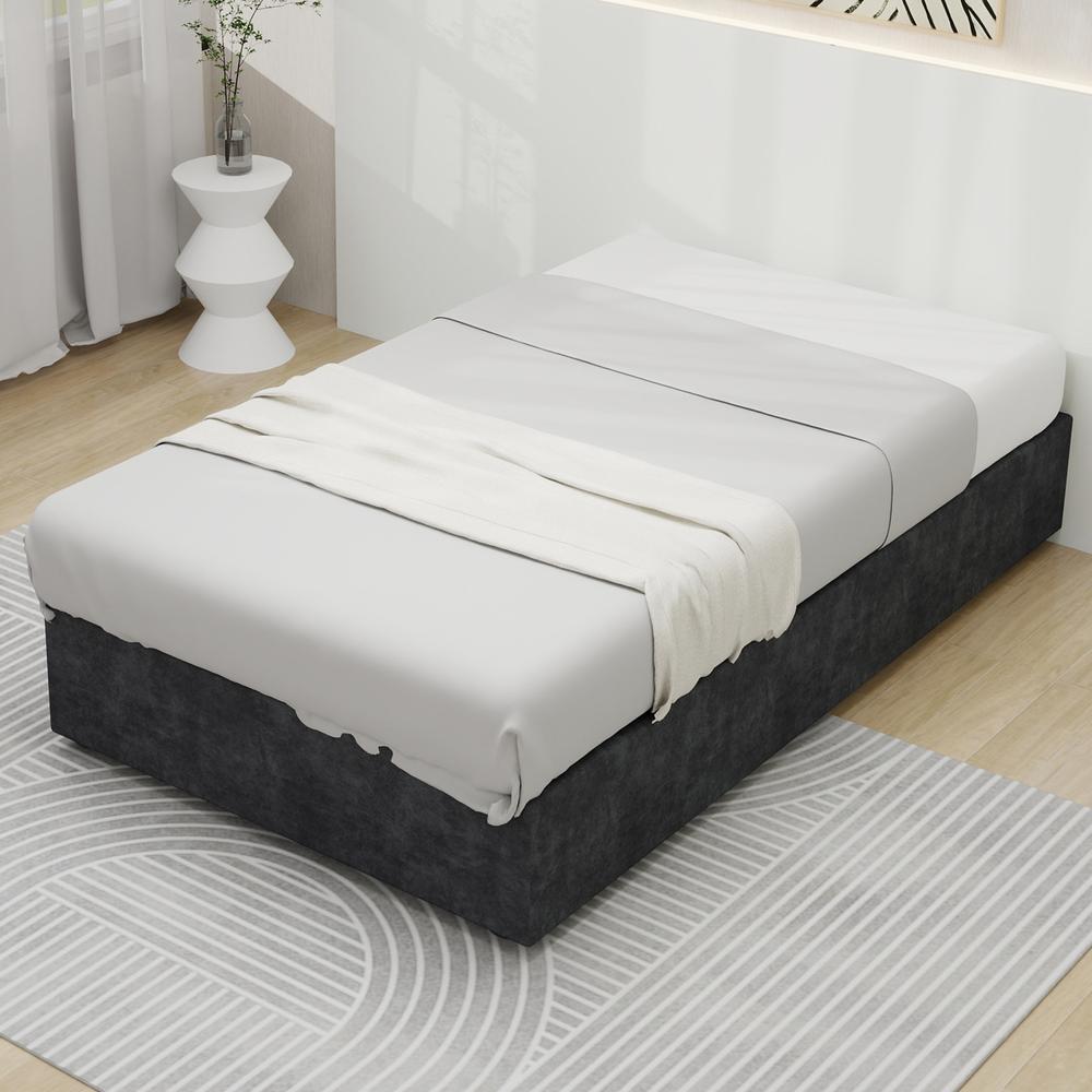 Cama infantil 90x200cm con arcón hidráulico y almacenaje, gris
