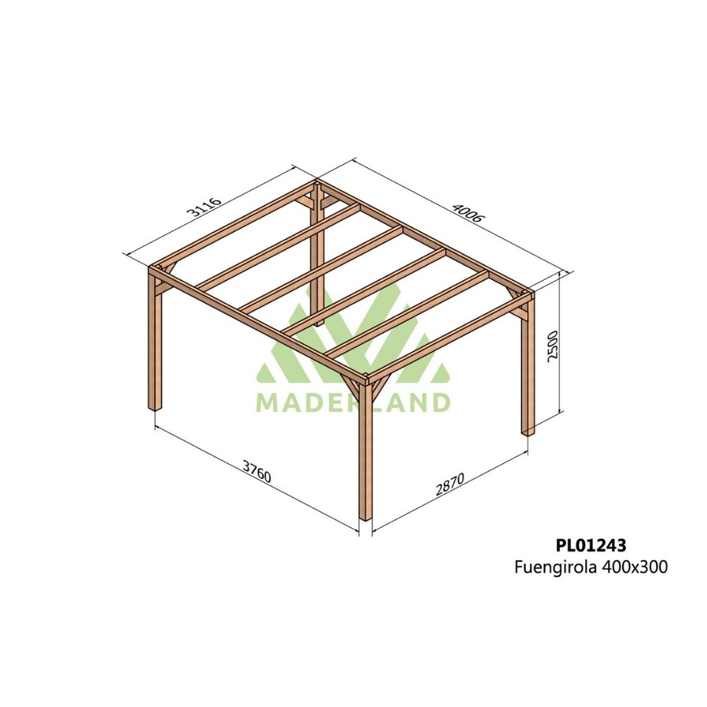 Pérgola de madera laminada - fuengirola 400x300cm (maderland)