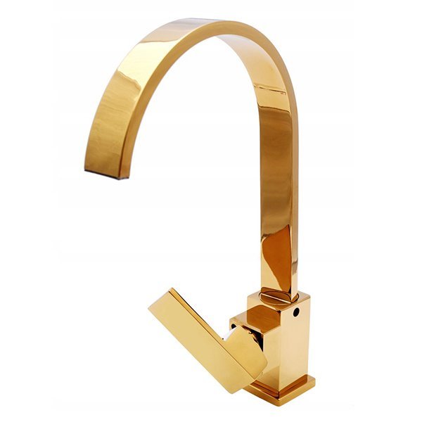 Grifo lavabo caño alto monomando, dorado