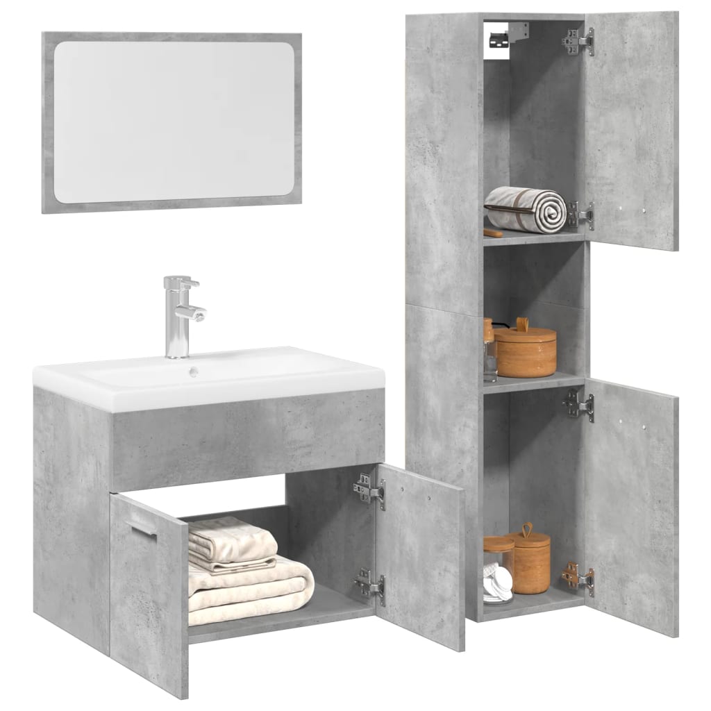 Set muebles de baño 2 piezas madera contrachapada gris hormigón(sin lavabo)