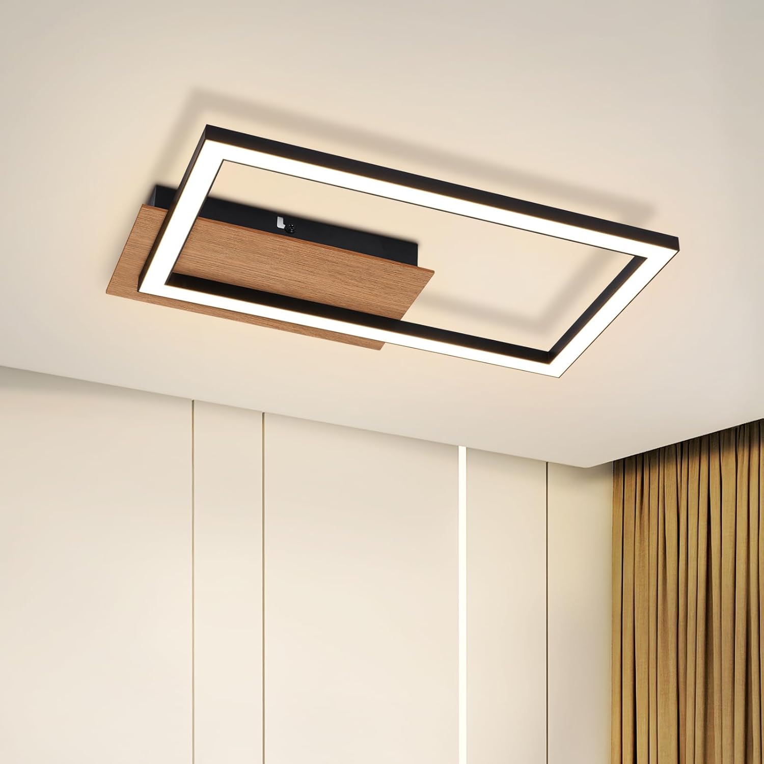 Nettlife plafón LED plafón moderno 12w madera 3000k