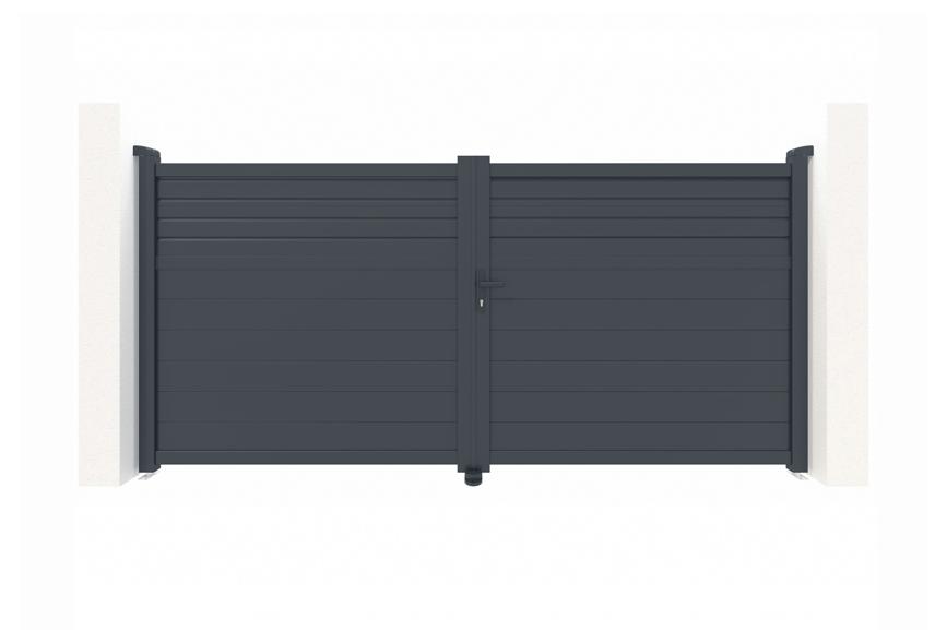 Puerta batiente regulable ancho 3m carpatia h.160cm aluminio gris
