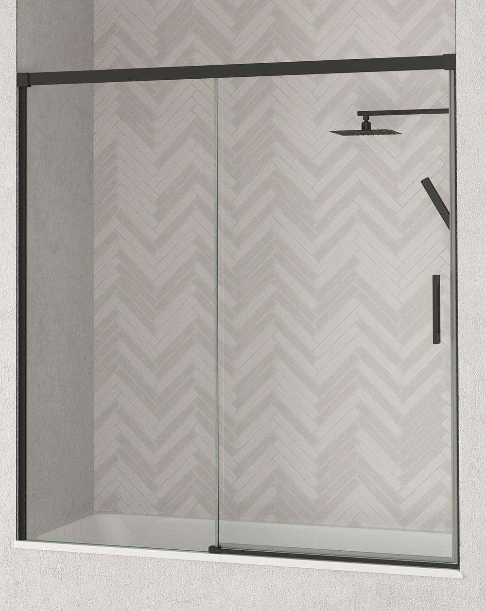Mampara bañera de 1 fijo 1 puerta | negro mate 160cm