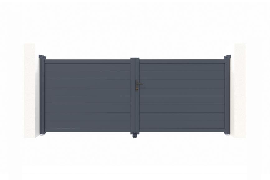 Puerta batiente regulable ancho 3,5m eiger h.140cm aluminio gris