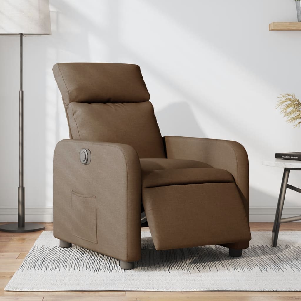 Sillón reclinable eléctrico de tela marrón qweo5928