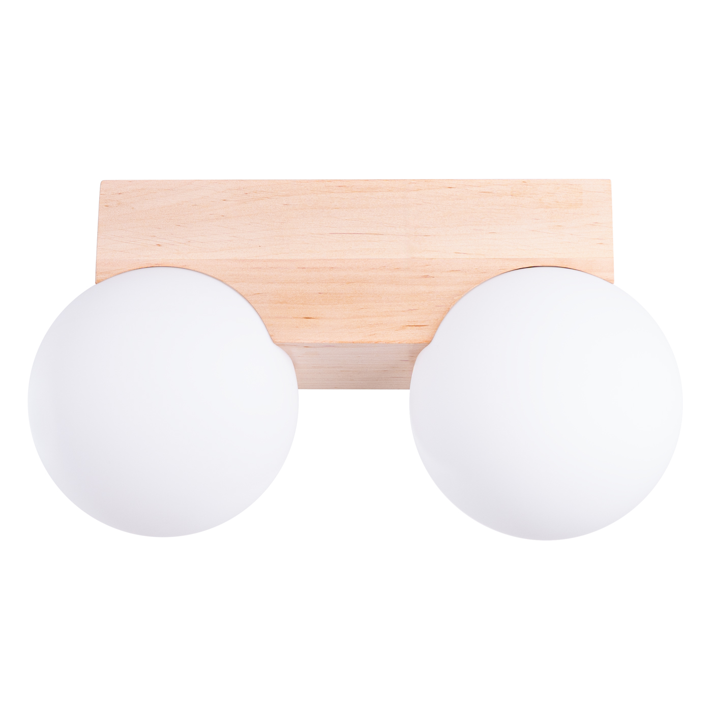 Lámpara de techo bulbo 2 madera natural/blanco madera/vidrio 29x16x12cm