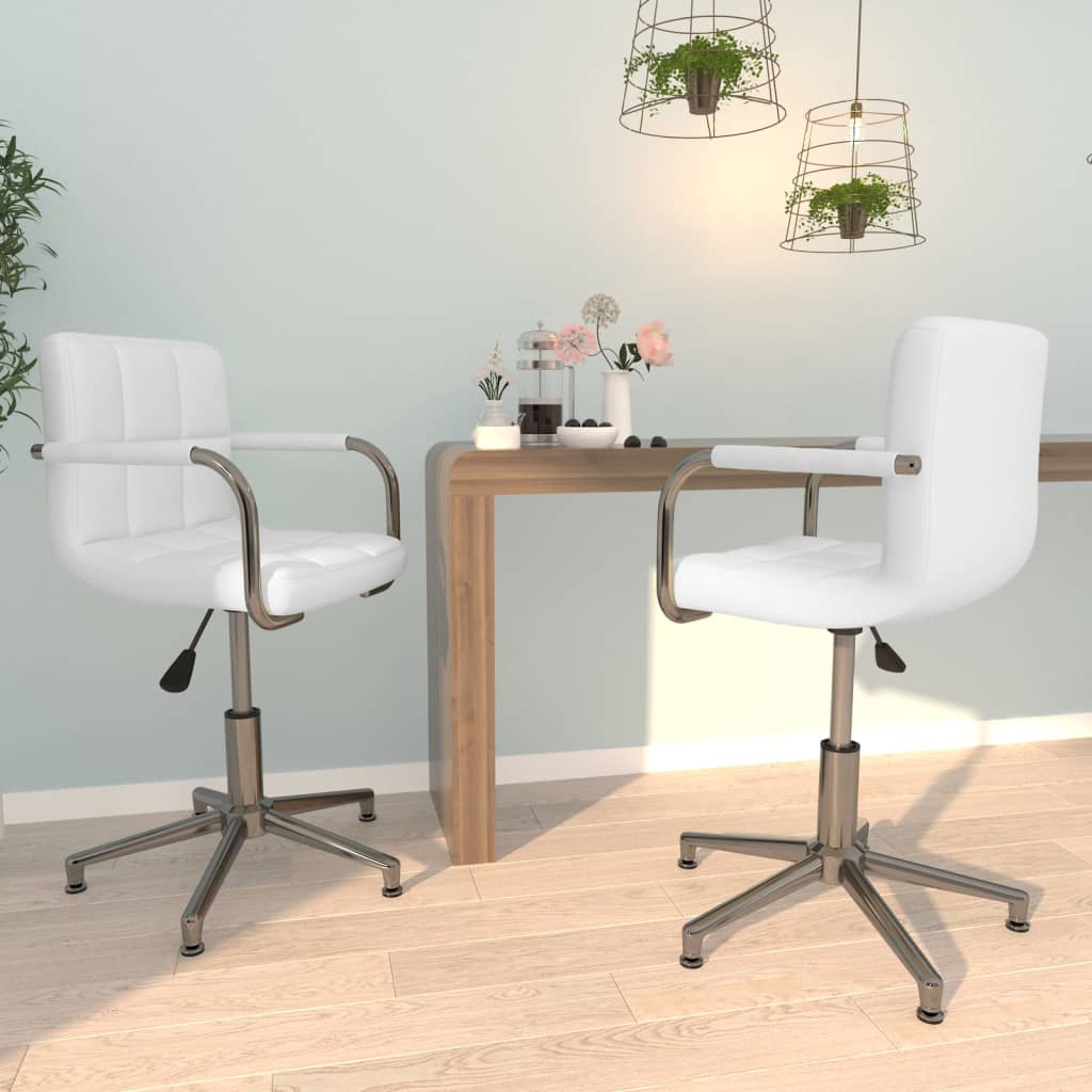 Sillas de comedor giratorias 2 unidades cuero sintético blanco qweo8087