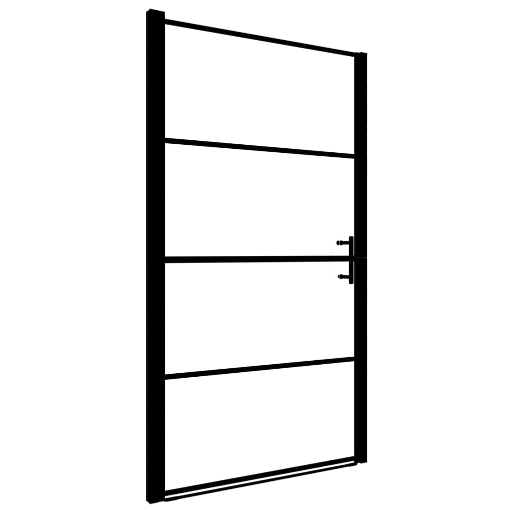 vidaXL puerta de ducha de vidrio templado esmerilado negro 91x195 cm