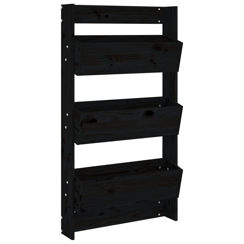 vidaXL jardinera de pared 3 niveles madera pino negro 60x18,5x110 cm