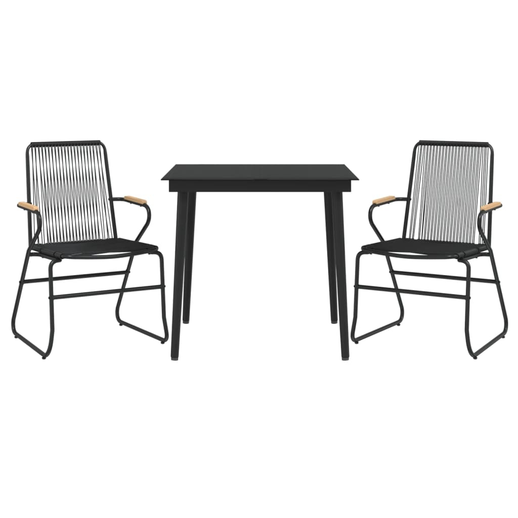 vidaXL juego de comedor de jardín 3 piezas ratán PVC negro