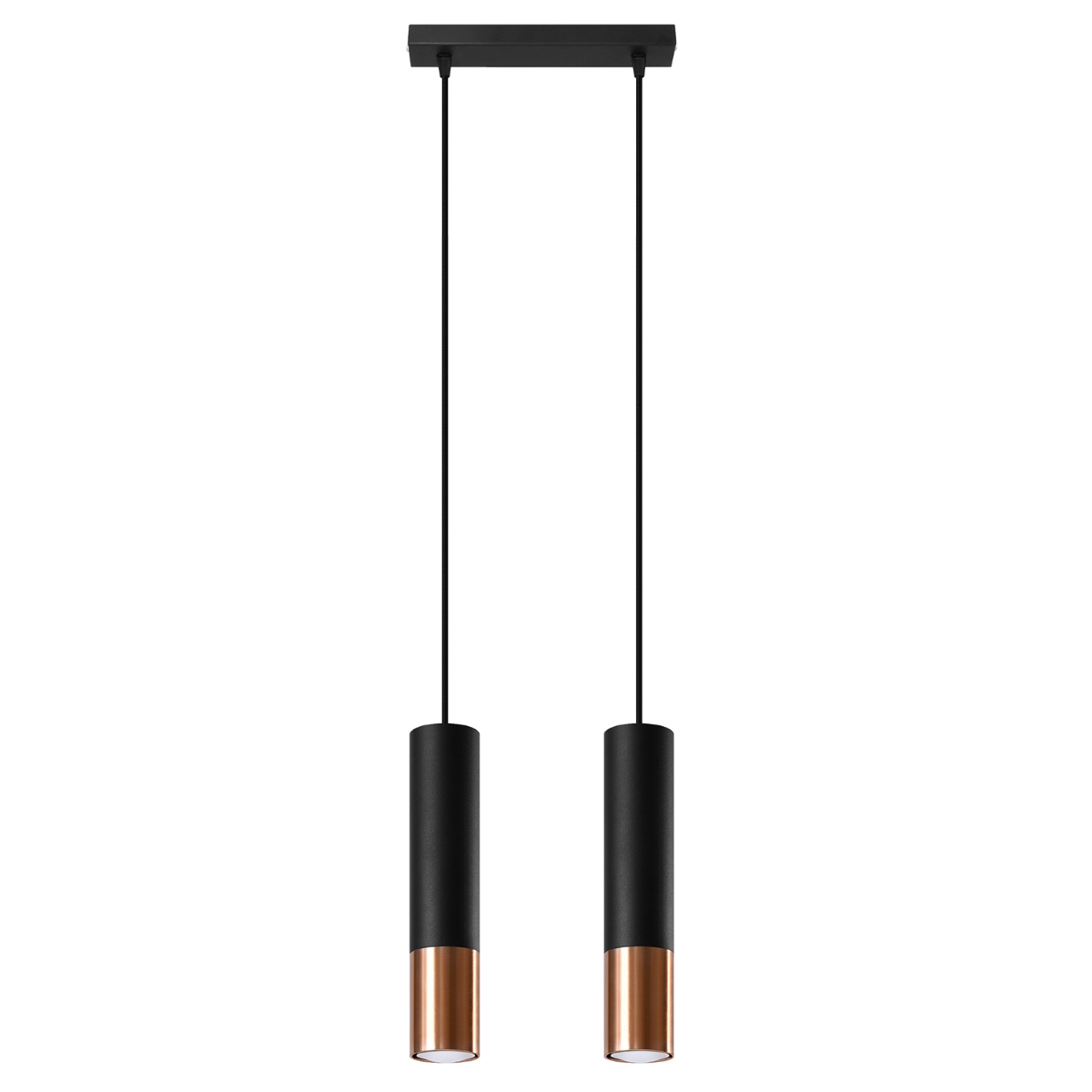 Lámpara coLGante loopez 2 negro/cobre acero 30x90x6cm